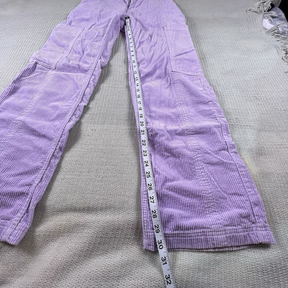 Y2K Corduroy Cargo Pants 100% Cotton Lilac Womens 5 Retro Wide Leg Baggy Trendy - Picture 6 of 9